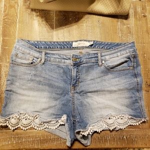 Torrid Denim and Lace Shorts